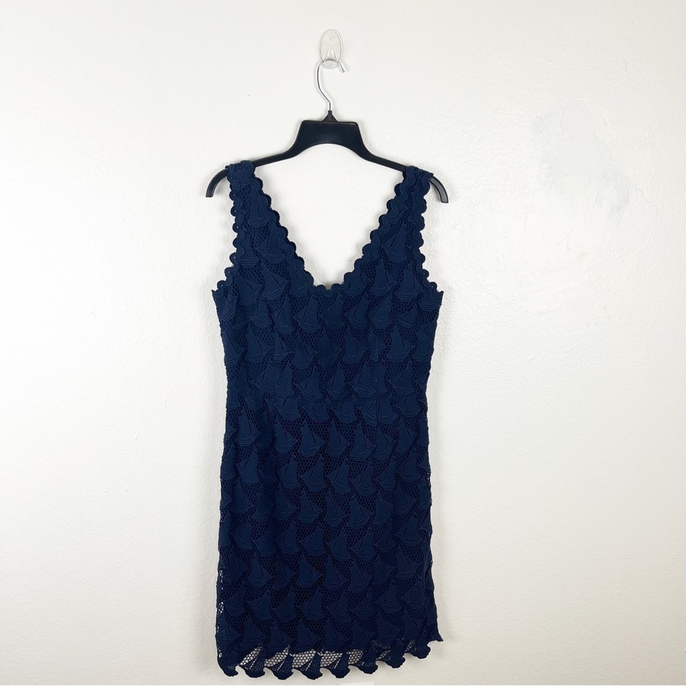 LILLY PULITZER Reeve Sailboat Navy Crochet V-Neck Sleeveless Dress 4 Nautical